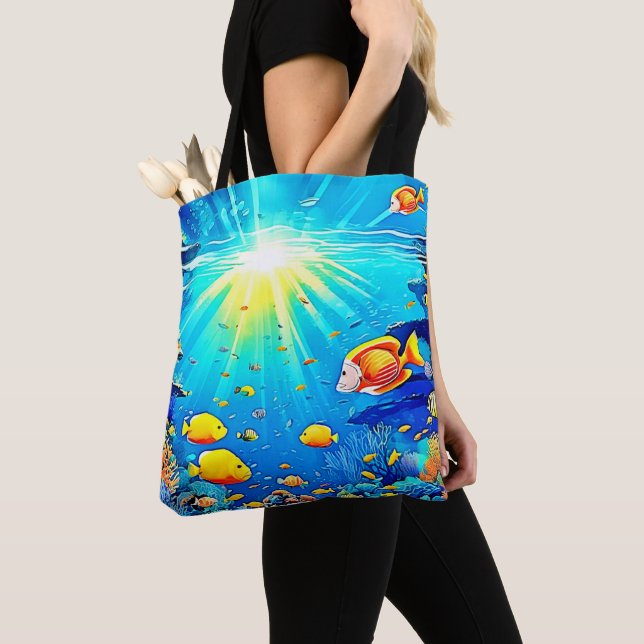 Bolsa Tote Arte Sunlit Reef Life Glow (Close Up)