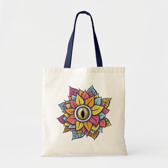 Bolsa Tote Arte Surreal Colorida da Flor Psicodélica (Frente)