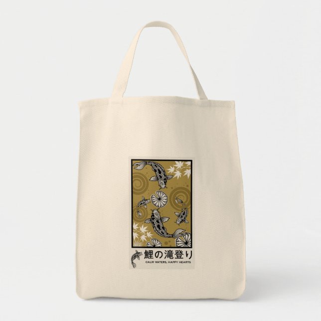 Bolsa Tote Arte Tranquila de Carpo Japonês (Frente)