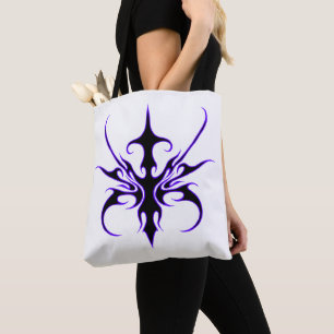 Bolsa Tote Arte Tribal de Linha Preta e Roxa Feroz