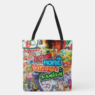 Bolsa Tote Arte Urbana Colorida Funky Graffiti Amor Casa Cora