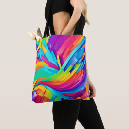 Bolsa Tote Arte Vibrante de Formas Abstrato