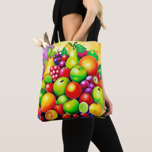 Bolsa Tote Arte Vibrante de Frutas Mistas