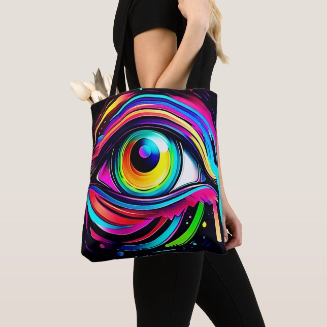 Bolsa Tote Arte Vibrante de Olho Psicodélico (Close Up)
