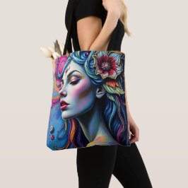 Bolsa Tote Arte vibrante de retrato surreal