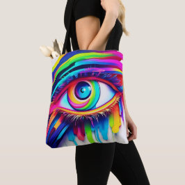 Bolsa Tote Arte Vibrante do Olho Arco-Íris