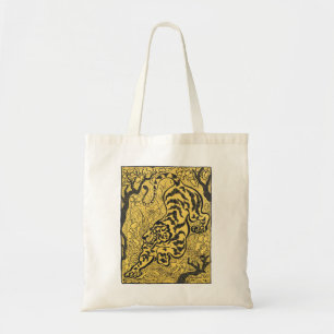 Bolsa Tote Arte Vintage Art Nouveau Amarelo Tigre Impressão d