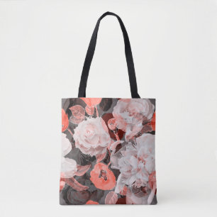Bolsa Tote arte vintage turva monocromática e colorida verme