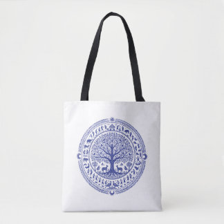 Bolsa Tote Arte Warli Ilustração Tribal Indiana | Minimalista