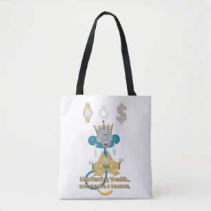 Bolsa Tote Arte zen do macaco que manifesta riqueza