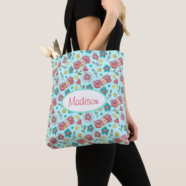 Bolsa Tote Artesanato Design de Fios Personalizado, Grátis (Close Up)