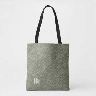 Bolsa Tote Artichoke Green - Monograma de Círculos Aleatórios