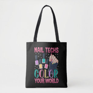 Bolsa Tote Artista Colorido do Unhas Manicure do técnico em u