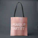 Bolsa Tote Artista de Maquiagem Metálica Rosa e Rosa Dourada<br><div class="desc">Cor-de-rosa-pincel - Maquiagem de folha Rosa dourada A beleza artística fornece saco de salão. O nome do contato profissional e a profissão podem ser alterados para serem usados em qualquer tipo de negócio. Entre em contato com o designer para obter itens adicionais correspondentes.</div>