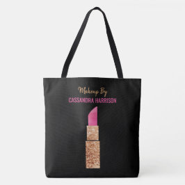 Bolsa Tote Artista Dourado Sequin Glam Lipstick Salon