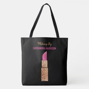 Bolsa Tote Artista Dourado Sequin Glam Lipstick Salon