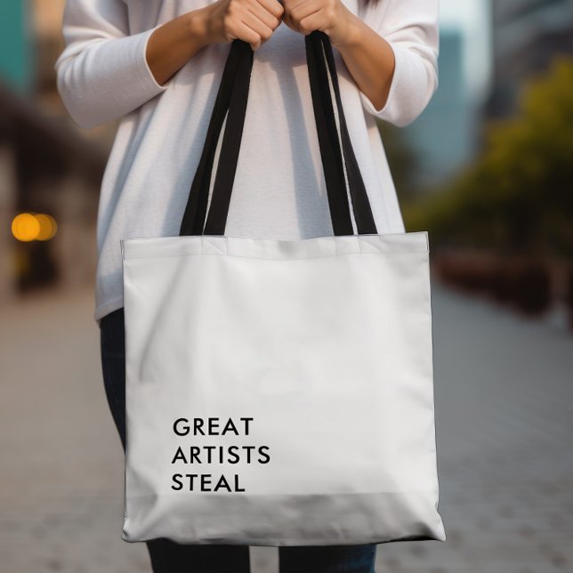 Bolsa Tote Artistas excelentes Roubam Preto e Branco (Criador carregado)