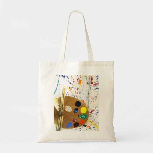 Bolsa Tote Artistas Pintam Splatter e Paleta de Pintura (Frente)