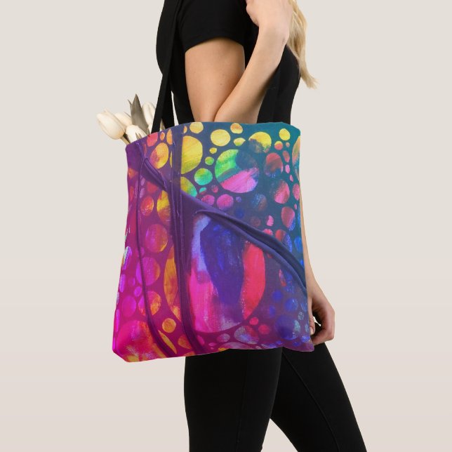 Bolsa Tote Artistic painting Bag with collage texture (Close Up)
