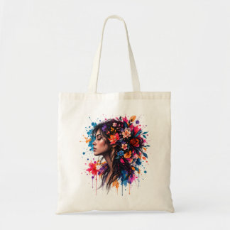 Bolsa Tote Artística Floral Colorida em Aquarela F