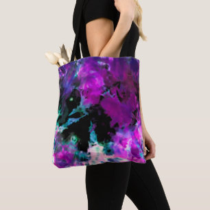 Bolsa Tote Artsy Abstrato Modern Black Rple Tie Dye