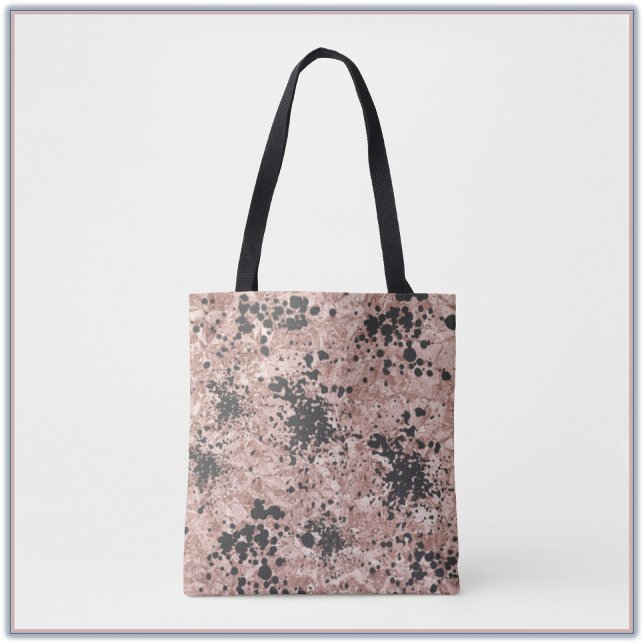 Bolsa Tote Artsy Black Paint Splatter Purple Beige Design (Criador carregado)
