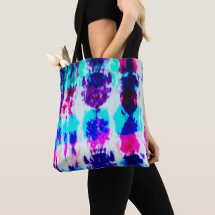 Bolsa Tote Artsy Summer Pink Blue Colorful Tie Dye Patterno