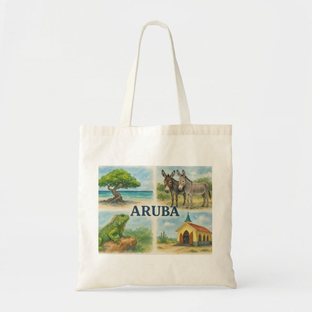 Bolsa Tote Aruba multivisual aquarela (Frente)