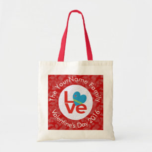 Bolsa Tote Aruban Flag Red Letters LOVE White on Red