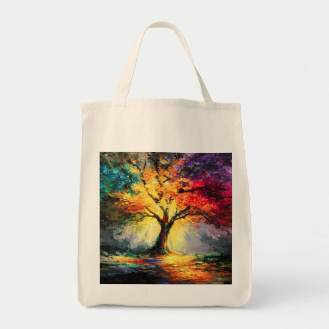 Bolsa Tote Árvore abstrato espiritual da Vida (Frente)