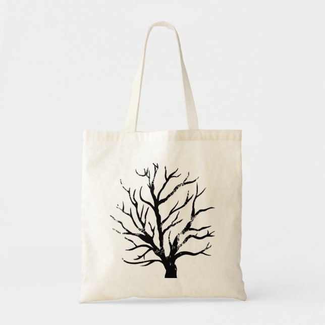 Bolsa Tote Árvore autóctone Lino Impressão (Frente)