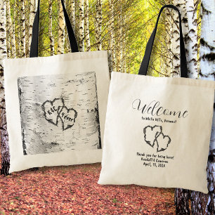 Bolsa Tote Árvore Birch Corpo Corações Esculpidos Bolsas de B