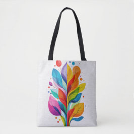 Bolsa Tote Árvore Brilhante do Arco-Íris da Vida Abstrata Grá