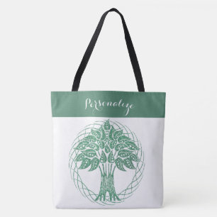 Bolsa Tote Árvore brilhante verde da vida Zen Yoga