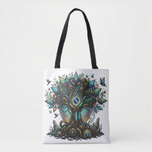 Bolsa Tote Árvore Cibernética da Vida Cosmic Steampunk