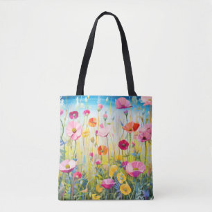 Bolsa Tote Árvore Colorida de Conceito de Poppy Flor Selvagem