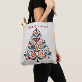 Bolsa Tote Árvore Colorida de Natal Escandinávia Arte Foliar