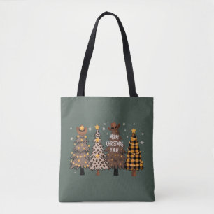 Bolsa Tote Árvore Country Christmas Western Cowboy Cowgirl 