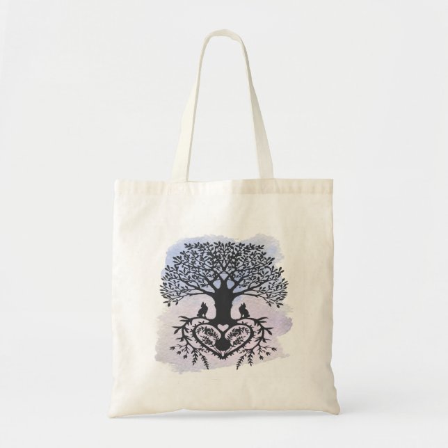 Bolsa Tote Árvore da Vida da Arte Folclórica (Frente)