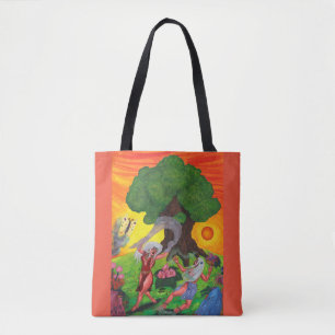 Bolsa Tote Árvore da Vida Dança da Aquarela Arte do Amor
