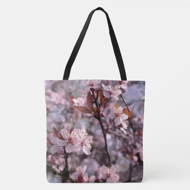 Bolsa Tote Árvore de ameixa de cereja rosa (Frente)