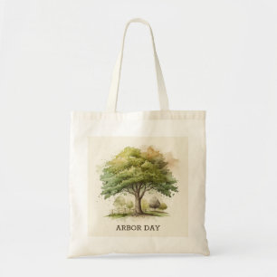 Bolsa Tote Árvore de aquarela. Dia do Porto Ambiente e ecolog