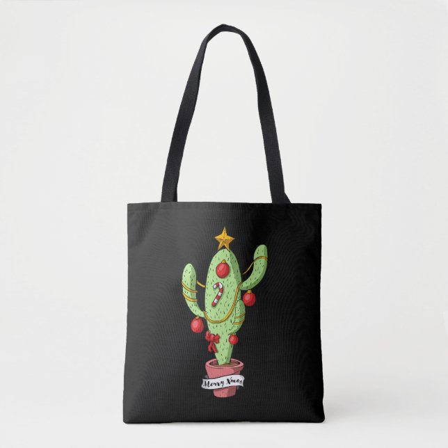 Bolsa Tote Árvore de Cactus Natal (Frente)