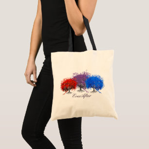 Bolsa Tote Árvore de Folhas em Coração Romântico Vermelho Rox