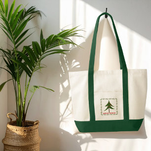 Bolsa Tote Árvore de Natais vintages retrorreflectores e nome