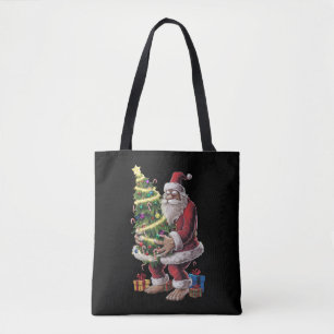 Bolsa Tote Árvore de Natal Bigfoot Luzes Xmas Sasquatch Lover