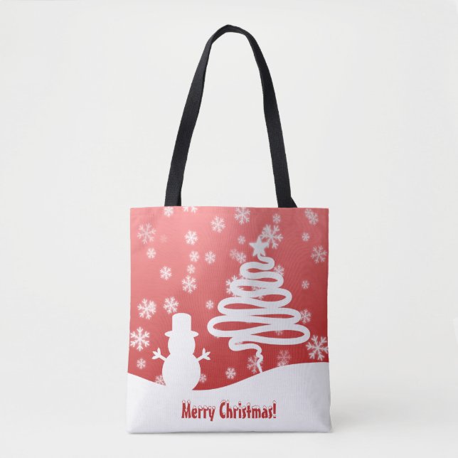 Bolsa Tote Árvore de Natal Branca e Neve (Frente)