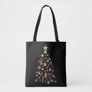 Bolsa Tote Árvore de Natal Brilho Caprichoso Rhinestone Festa