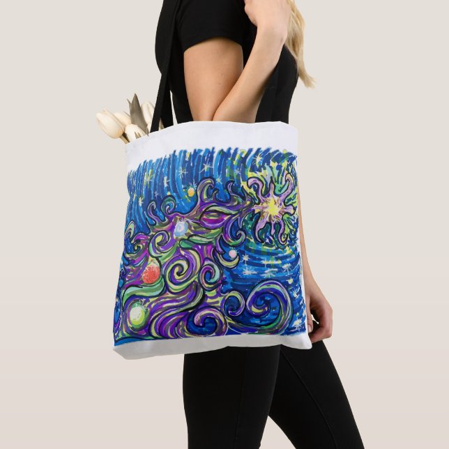 Bolsa Tote Árvore de Natal Cósmica (Close Up)