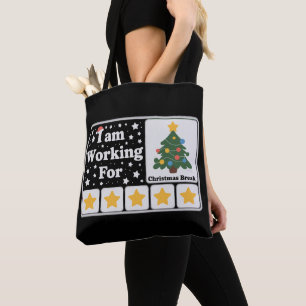 Bolsa Tote Árvore de Natal de 5 Estrelas Estou Trabalhando Pa
